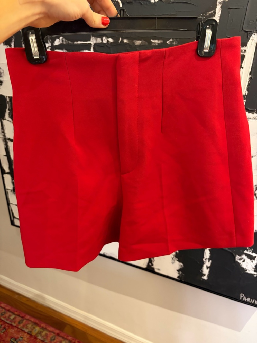 Zara Women's Red pleated shorts
